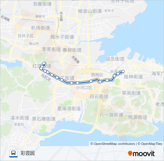 公交708区间车路的线路图