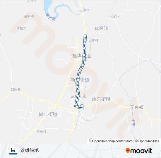 公交瓦房店1景雄轴承路的线路图