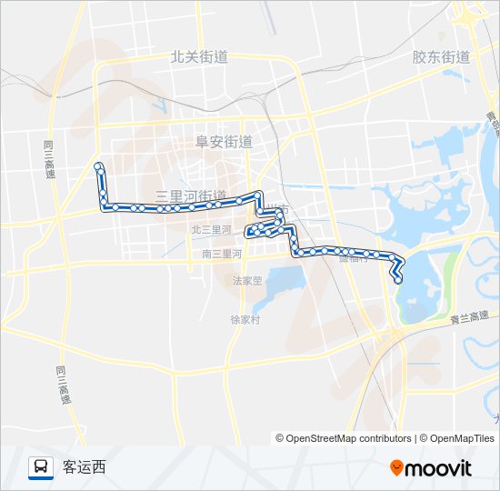 公交胶州501空调路的线路图