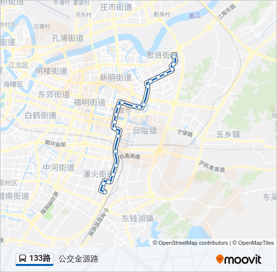 133路路线:日程,站点和地图-公交金源路