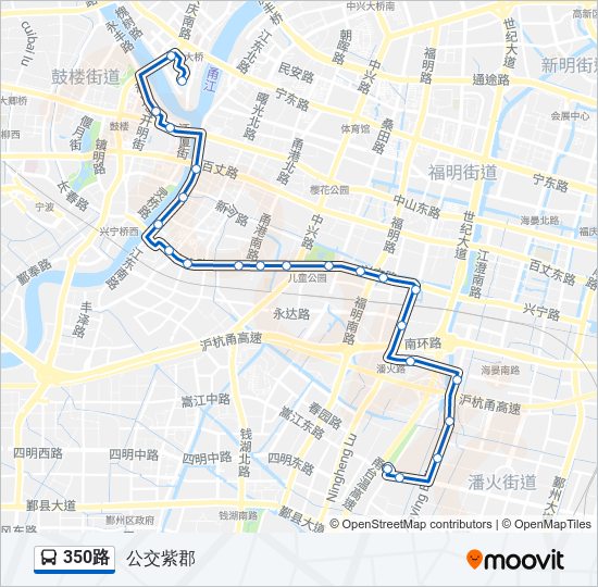 350路路线:日程,站点和地图-公交紫郡