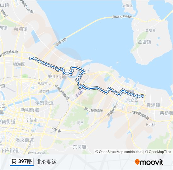 397路路线:日程,站点和地图-北仑客运