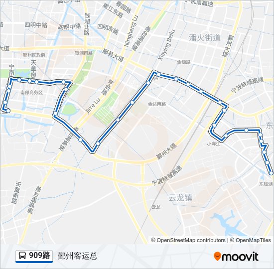 公交909路的线路图