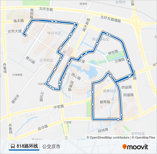 818路环线路线:日程,站点和地图-公交庄市