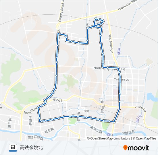 公交余姚302外环路的线路图