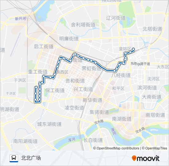 288路路线:日程,站点和地图-北北广场