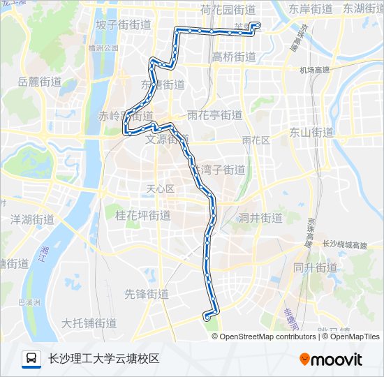 702路路线:日程,站点和地图-长沙理工大学云塘校区