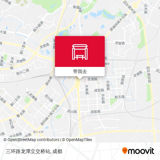 在地图上查看三环路龙潭立交桥站,成都市