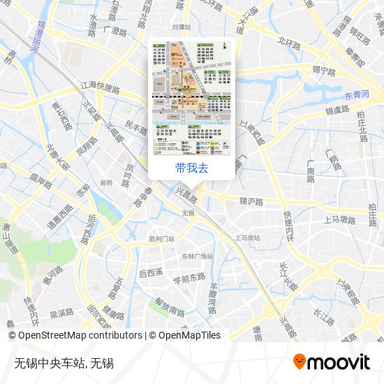 在地图上查看无锡中央车站,梁溪区