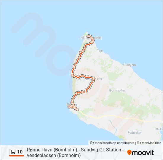 10 Rute Rejseplaner Stop Kort Sandvig Via Hasle Opdateret