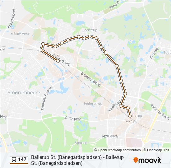 147 Rute Rejseplaner stop kort Måløv St Opdateret