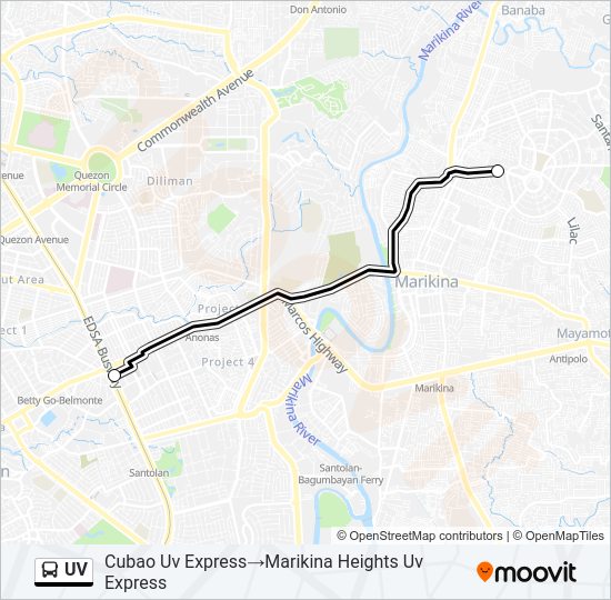 Uv Route Schedules Stops Maps Cubao Uv Expressmarikina Heights