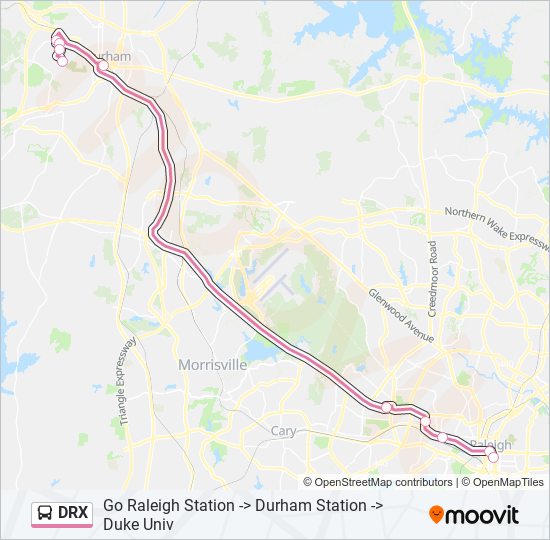 Ruta Drx Horarios Paradas Y Mapas Go Raleigh Station Durham