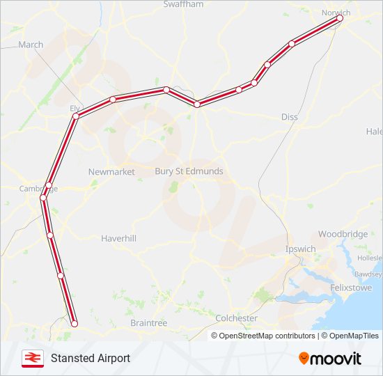 Greater Anglia Route Schedules Stops Maps Stansted Airport Updated