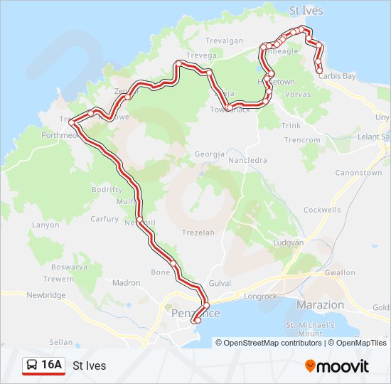 16a Route Schedules Stops Maps St Ives Updated