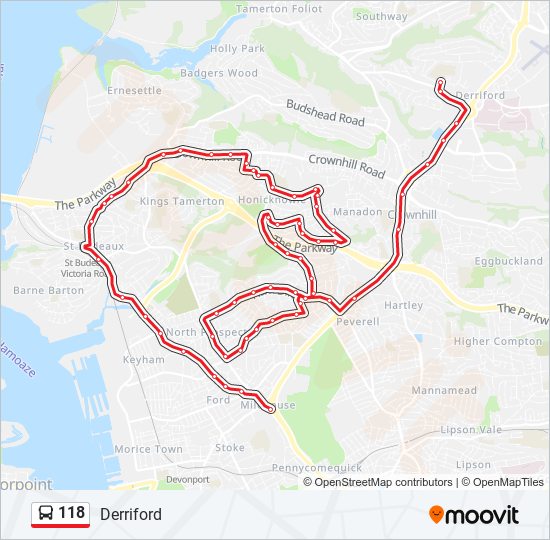 118 Route Schedules Stops Maps Derriford Updated