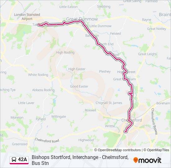 42a Route Schedules Stops Maps Chelmsford Updated