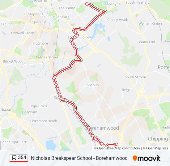 354 Route Schedules Stops Maps Borehamwood Updated