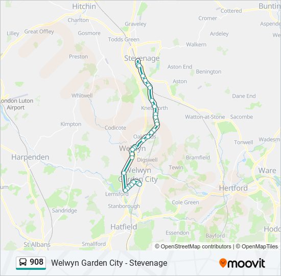 908 Route Schedules Stops Maps Stevenage Updated