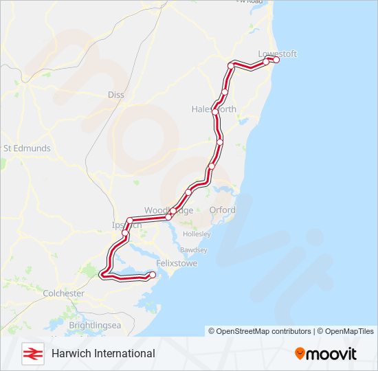 Greater Anglia Route Schedules Stops Maps Harwich International