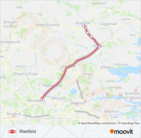 Greater Anglia Route Schedules Stops Maps Shenfield Updated