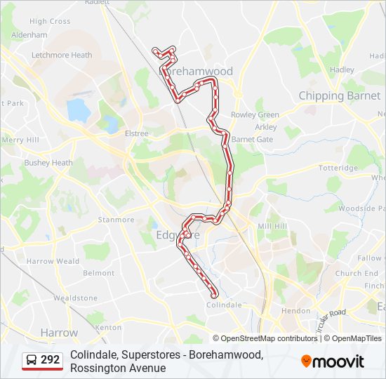 292 Route Schedules Stops Maps Borehamwood Rossington Avenue