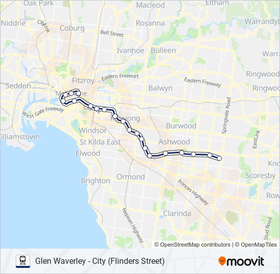 Glen Waverley Route Schedules Stops Maps City Flinders Street