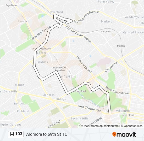 103 Route Schedules Stops Maps 69th Street Transportation Center