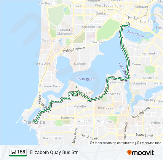 158 Route Schedules Stops Maps Elizabeth Quay Bus Stn Updated