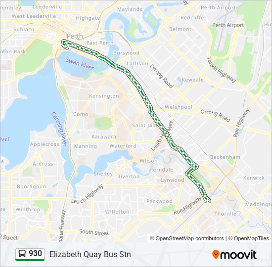 930 Route Schedules Stops Maps Elizabeth Quay Bus Stn Updated