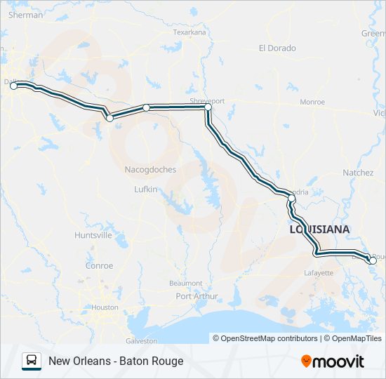 Ruta Greyhound Us1172s Horarios Paradas Y Mapas Baton Rouge Bus