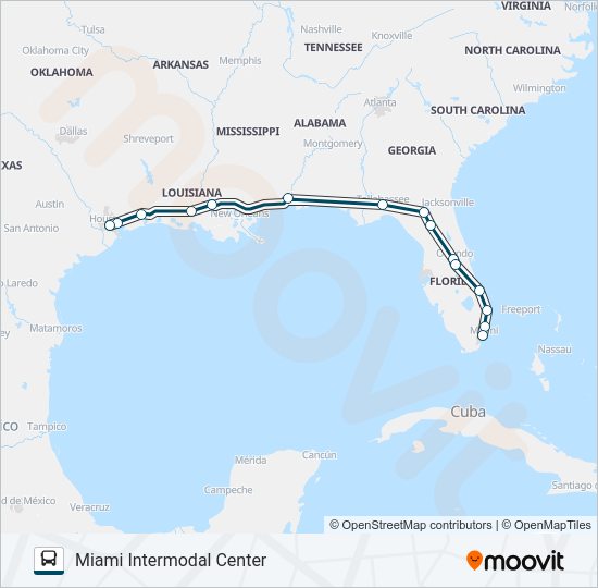 Ruta Greyhound Us Horarios Paradas Y Mapas Miami Intermodal