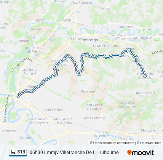 313 Itinéraire Horaires Arrêts Plan 06h30 Lmmjv Villefranche De L