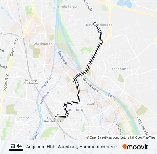 44 Route Fahrpläne Haltestellen Karten Augsburg Hammerschmiede