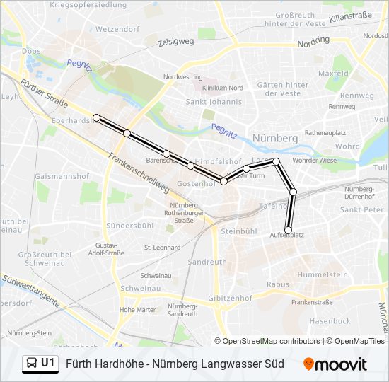 u1 Route Fahrpläne Haltestellen Karten Nürnberg Aufseßplatz