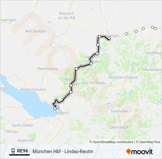 re96 Route Fahrpläne Haltestellen Karten Memmingen Bahnhof Zob