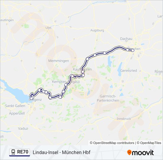 re70 Route Fahrpläne Haltestellen Karten München Hbf Aktualisiert