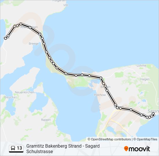 13 Route Fahrpläne Haltestellen Karten Sassnitz Busbahnhof