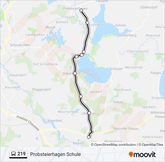 219 Route Fahrpläne Haltestellen Karten Probsteierhagen Schule