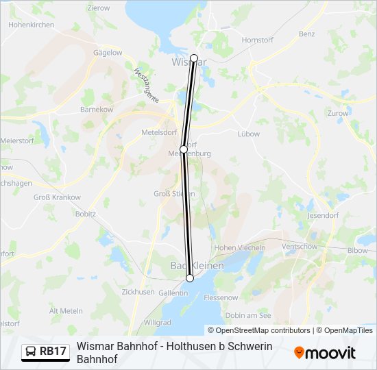 rb17 Route Fahrpläne Haltestellen Karten Wismar Bahnhof