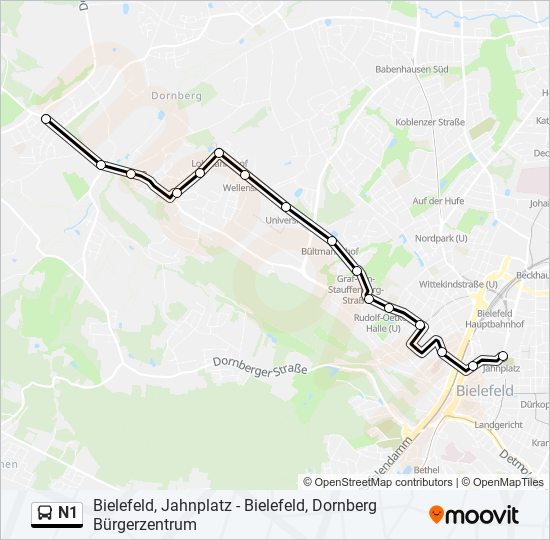 N1 Route Schedules Stops Maps Bielefeld Jahnplatz Updated