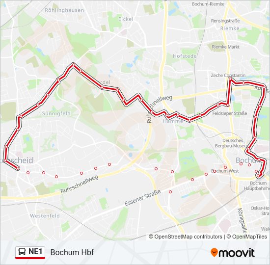 Ne1 Route Schedules Stops Maps Bochum Hbf Updated