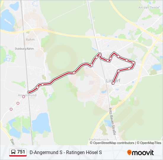 751 Route Fahrpläne Haltestellen Karten Ratingen Lintorf Rathaus