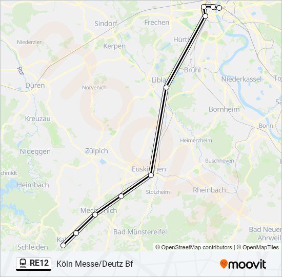 re12 Route Fahrpläne Haltestellen Karten Köln Messe Deutz Bf