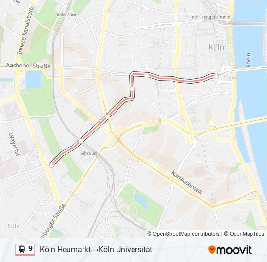 9 Route Fahrpläne Haltestellen Karten Köln HeumarktKöln