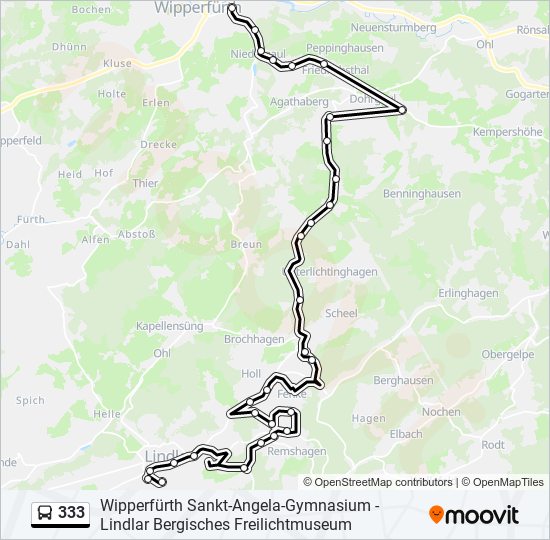 333 Route Schedules Stops Maps Wipperfürth BusbfLindlar