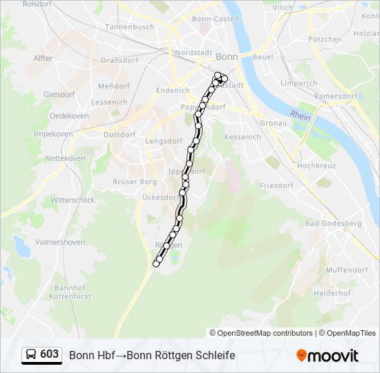 603 Route Fahrpläne Haltestellen Karten Bonn HbfBonn Röttgen