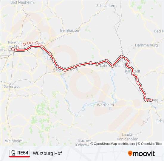 re54 Route Fahrpläne Haltestellen Karten Würzburg Hbf Aktualisiert