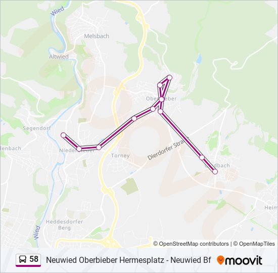 58 Route Schedules Stops Maps Neuwied Niederbieber Schulzentrum