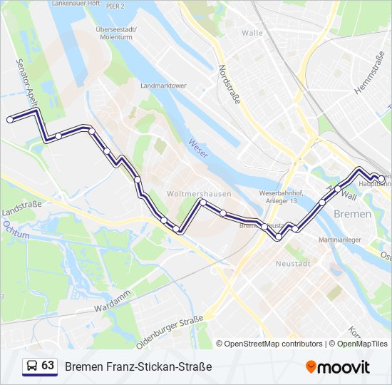 63 Route Fahrpläne Haltestellen Karten Bremen Franz Stickan